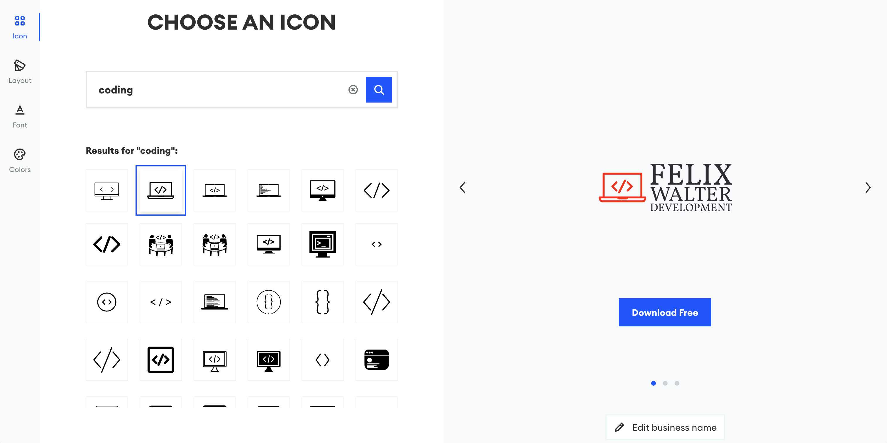 Icon suggestions based on user input
