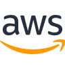'aws' letters on top of an orange arrow pointing right
